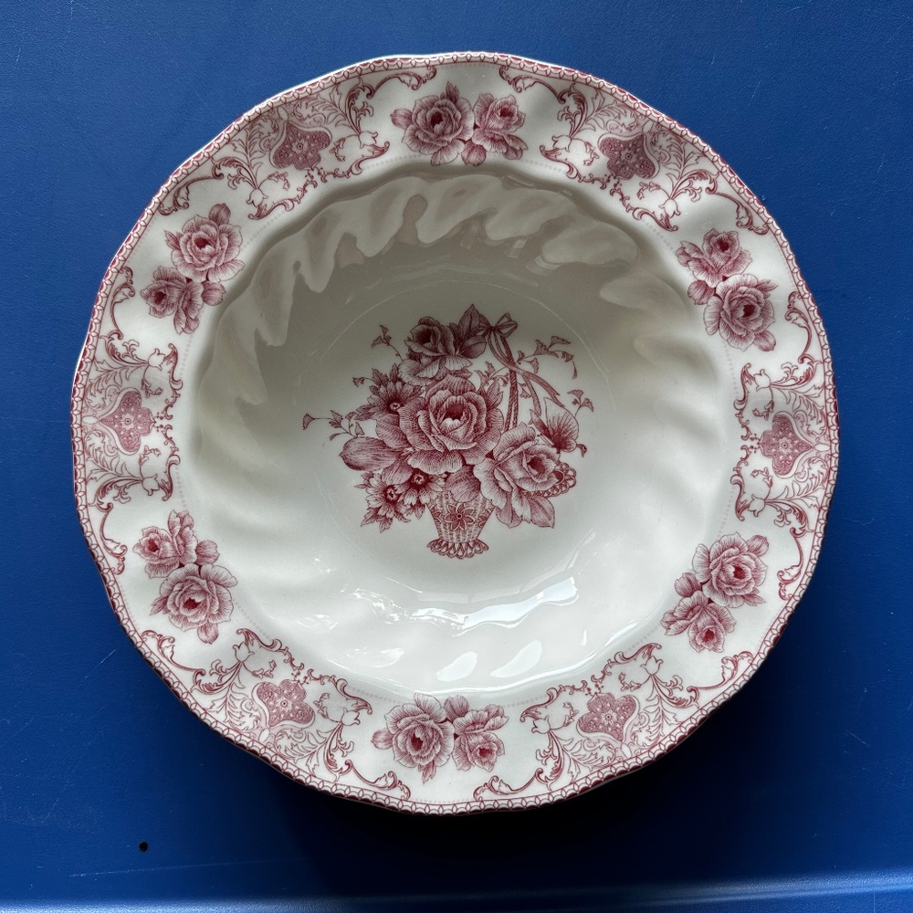 Palate and Plate Modern Transferware Bowl Pink Floral